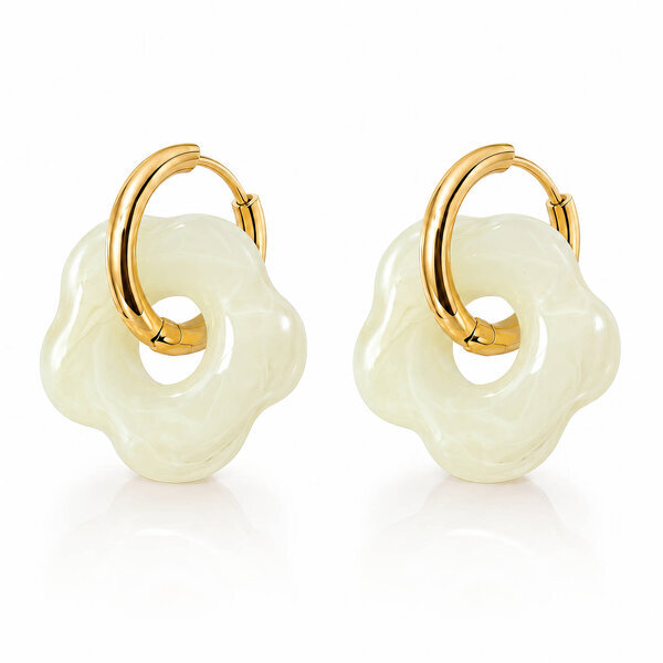 "Flowers" PVD Gold-Plated Acrylic Earrings - Bubble Pop