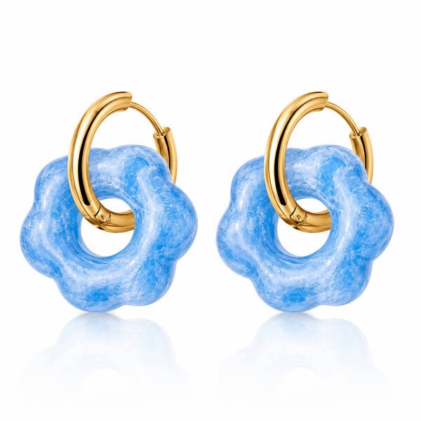 "Flowers" PVD Gold-Plated Acrylic Earrings - Bubble Pop