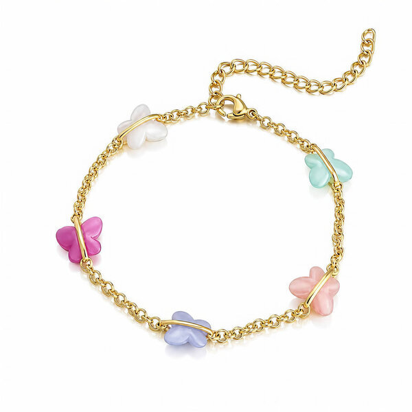 "Butterflies" PVD Gold-Plated Steel Bracelet - Bubble Pop