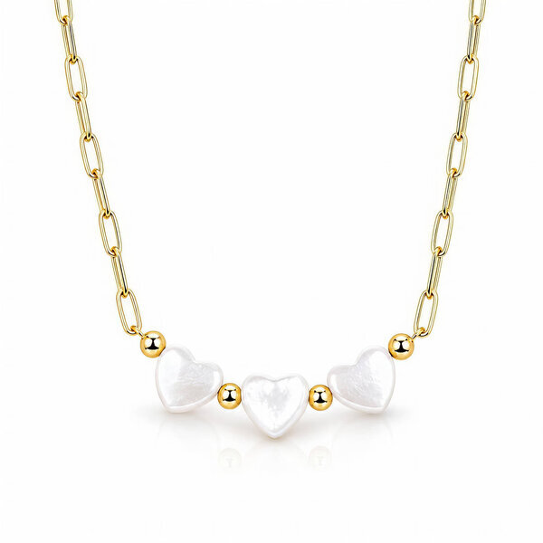 "Hearts" PVD Gold-Plated Steel Necklace - Bubble Pop