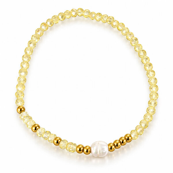 PVD Gold-Plated Steel Bracelet with Freshwater Pearl - Bubble Pop