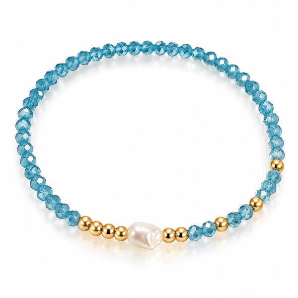 PVD Gold-Plated Steel Bracelet with Freshwater Pearl - Bubble Pop
