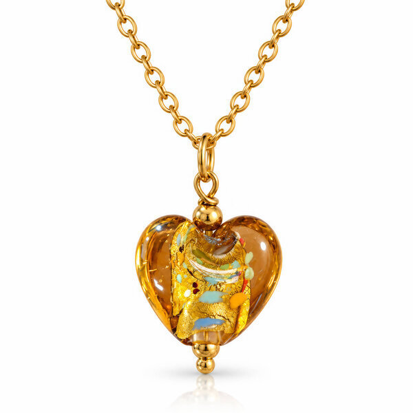 "Heart" PVD Gold-Plated Glass Necklace - Bubble Pop