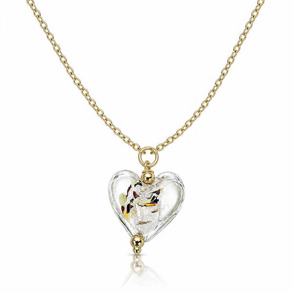 "Heart" PVD Gold-Plated Glass Necklace - Bubble Pop