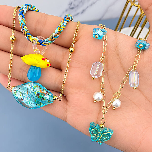 "Butterfly" PVD Gold-Plated Steel Necklace - Bubble Pop