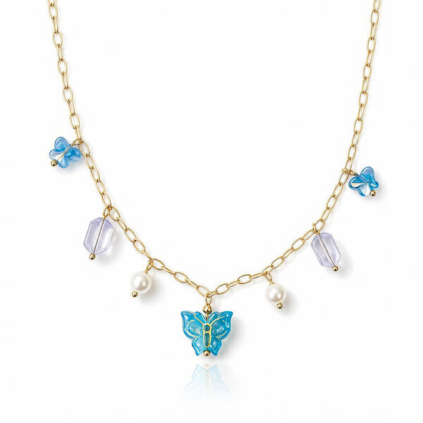 "Butterfly" PVD Gold-Plated Steel Necklace - Bubble Pop