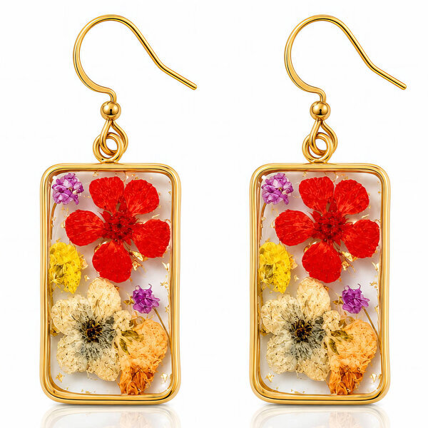 "Flower Meadow" PVD Gold-Plated Glass Earrings - Bubble Pop