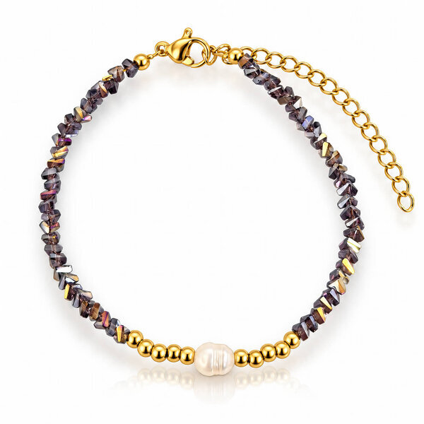 PVD Gold-Plated Steel Bracelet with Freshwater Pearl - Bubble Pop