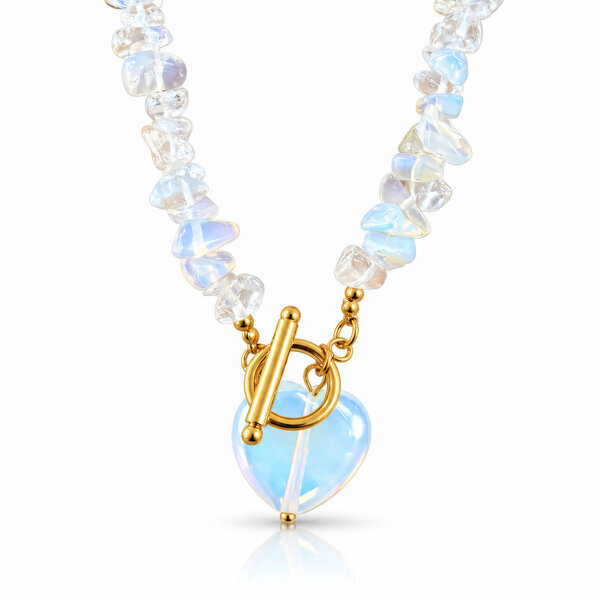 "Heart" PVD Gold-Plated Natural Stone Necklace - Bubble Pop