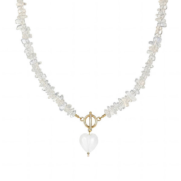 "Heart" PVD Gold-Plated Natural Stone Necklace - Bubble Pop