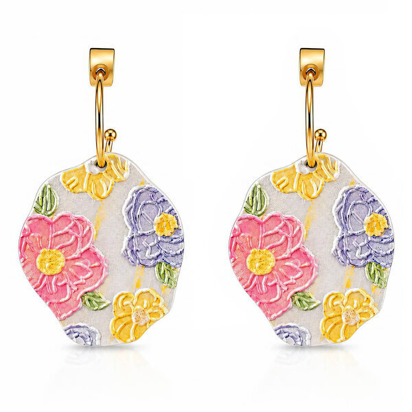 "Flowers" PVD Gold-Plated Acrylic Earrings - Bubble Pop