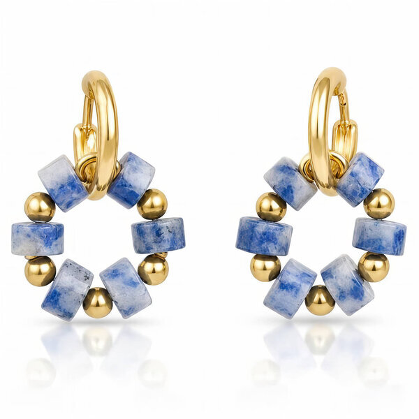 PVD Gold-Plated Natural Stone Earrings - Bubble Pop
