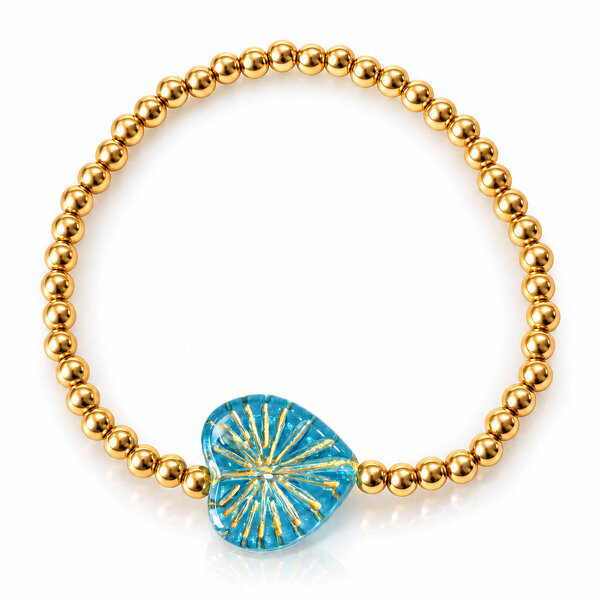 "Heart" PVD Gold-Plated Steel Bracelet - Bubble Pop