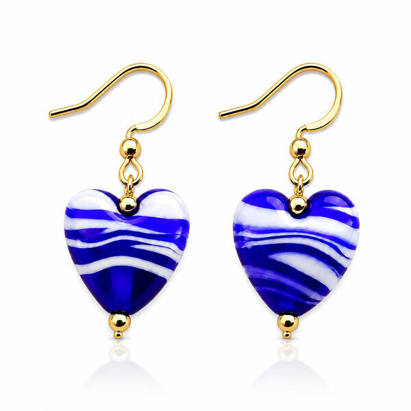 "Hearts" PVD Gold-Plated Glass Earrings - Bubble Pop