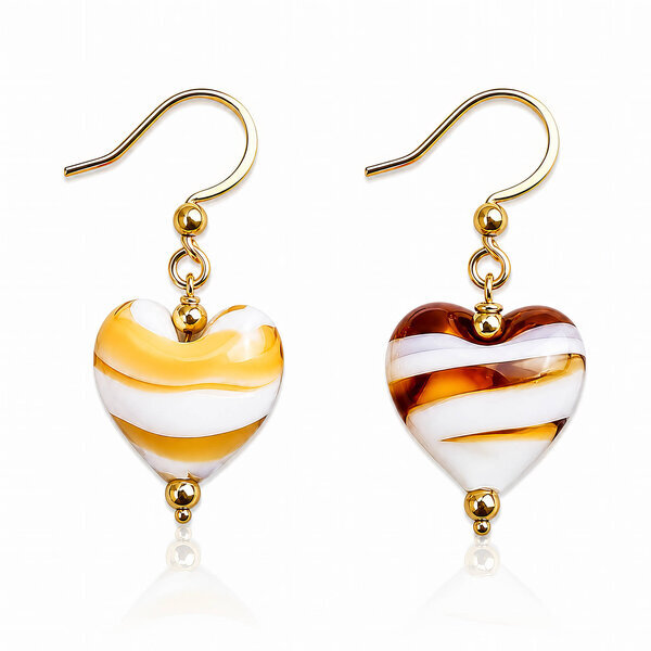 "Hearts" PVD Gold-Plated Glass Earrings - Bubble Pop
