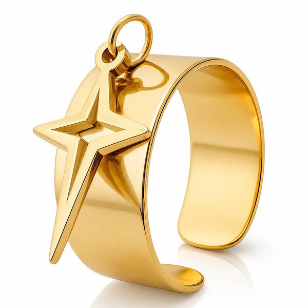 "Star" PVD Gold-Plated Stainless Steel Ring - Intensity