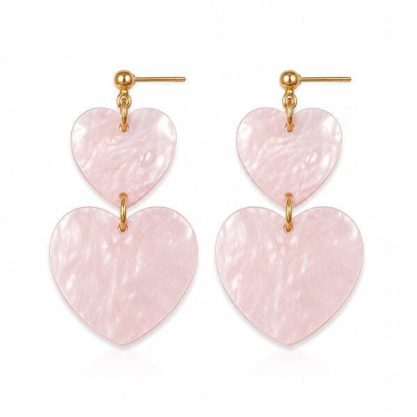 "Hearts" PVD Gold-Plated Acrylic Earrings - Bubble Pop
