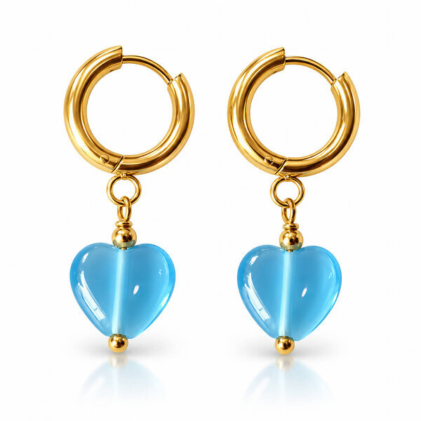 "Hearts" PVD Gold-Plated Steel Earrings - Bubble Pop