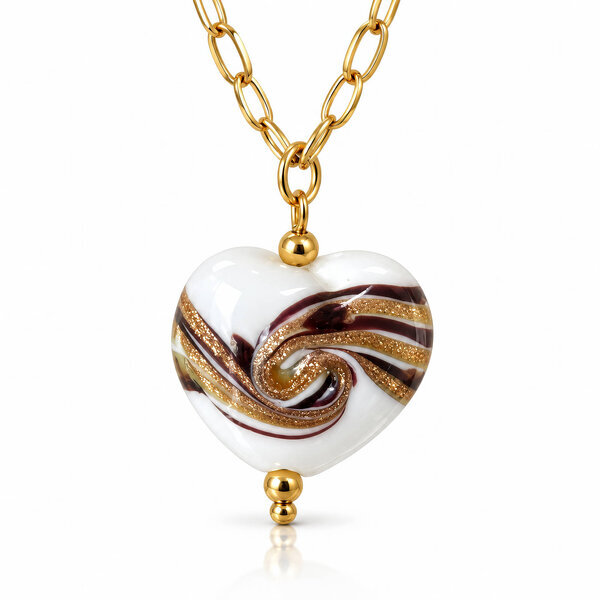 "Heart" PVD Gold-Plated Glass Necklace - Bubble Pop
