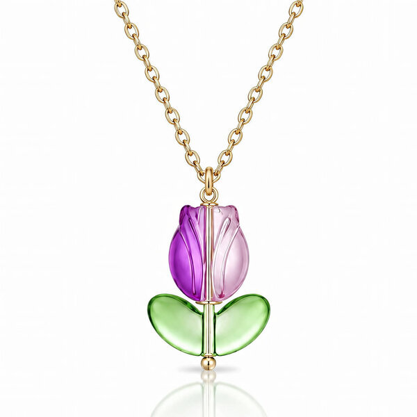 "Tulip" PVD Gold-Plated Glass Necklace - Bubble Pop