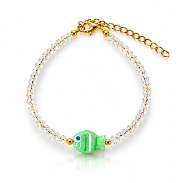 "Fish" PVD Gold-Plated Glass Bracelet - Bubble Pop