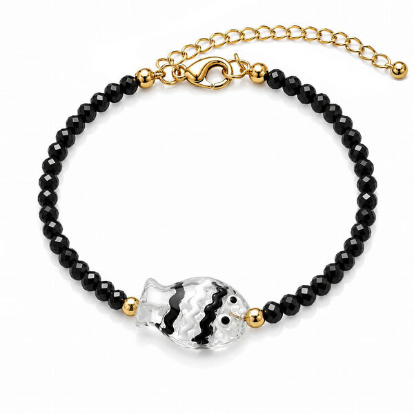 "Fish" PVD Gold-Plated Glass Bracelet - Bubble Pop