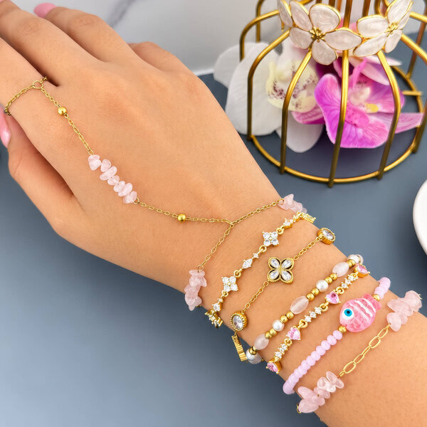 "Fish" PVD Gold-Plated Glass Bracelet - Bubble Pop