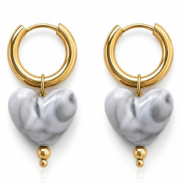 "Hearts" PVD Gold-Plated Steel Earrings - Bubble Pop