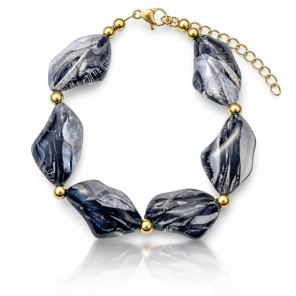 PVD Gold-Plated Glass Bracelet - Bubble Pop