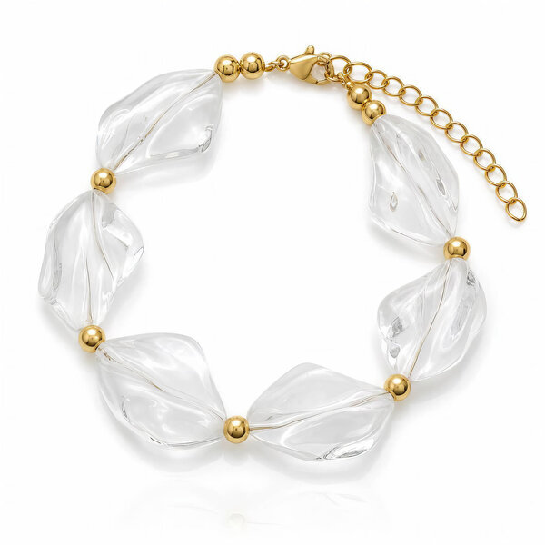 PVD Gold-Plated Glass Bracelet - Bubble Pop