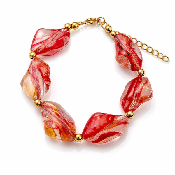 PVD Gold-Plated Glass Bracelet - Bubble Pop
