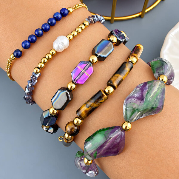PVD Gold-Plated Glass Bracelet - Bubble Pop
