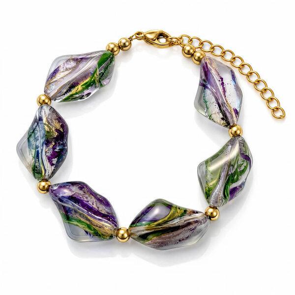 PVD Gold-Plated Glass Bracelet - Bubble Pop