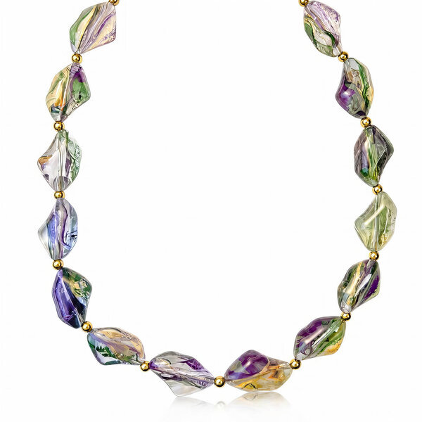 PVD Gold-Plated Glass Necklace - Bubble Pop