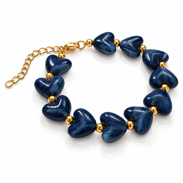 "Hearts" PVD Gold-Plated Natural Stone Bracelet - Bubble Pop
