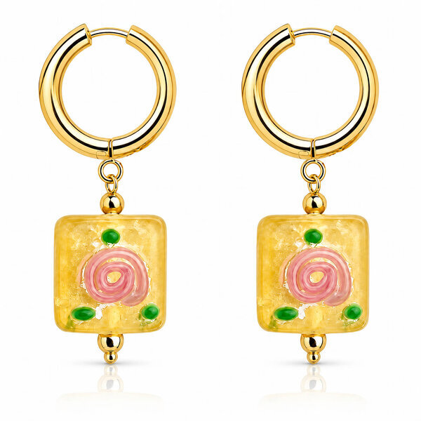 PVD Gold-Plated Glass Earrings - Bubble Pop