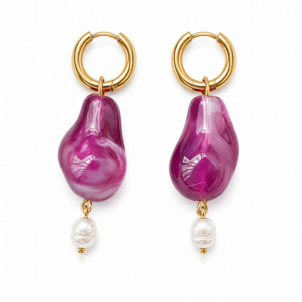 PVD Gold-Plated Glass Earrings - Bubble Pop