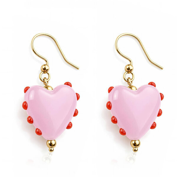 "Hearts" PVD Gold-Plated Glass Earrings - Bubble Pop