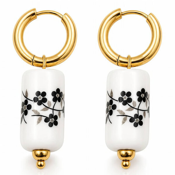 "Flower Meadow" PVD Gold-Plated Acrylic Earrings - Bubble Pop