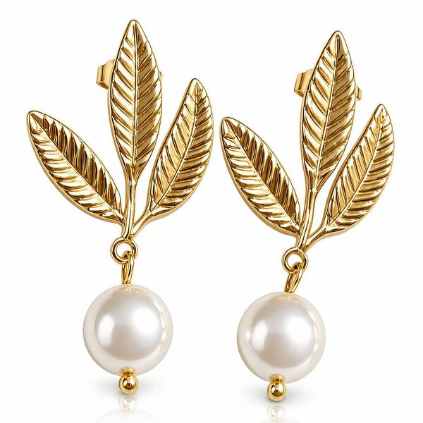 "Leaves" PVD Gold-Plated Steel Earrings - Intensity