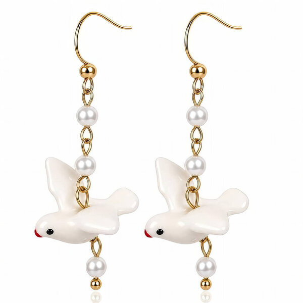 "Birds" PVD Gold-Plated Ceramic Earrings - Bubble Pop