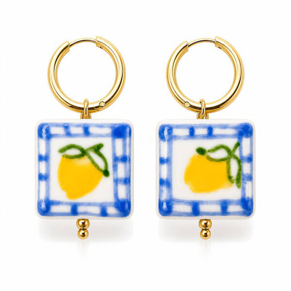 "Lemon" PVD Gold-Plated Ceramic Earrings - Bubble Pop