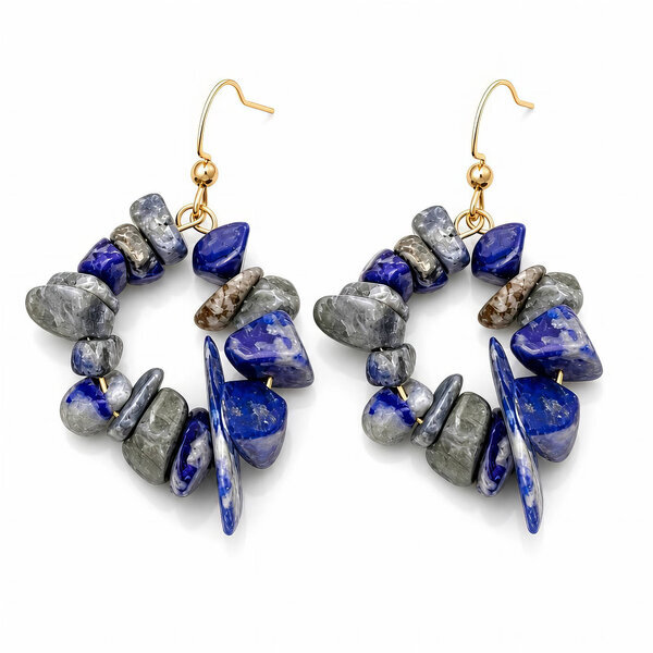 PVD Gold-Plated Natural Stone Earrings - Bubble Pop