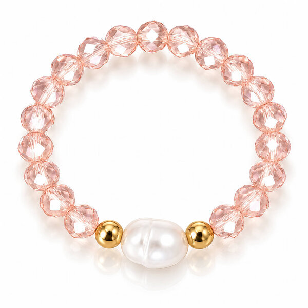 PVD Gold-Plated Glass Ring with Freshwater Pearl - Bubble Pop