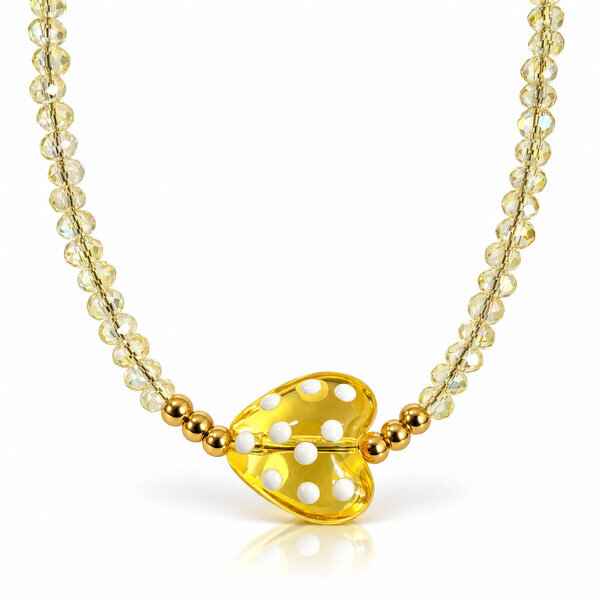 "Heart" PVD Gold-Plated Glass Necklace - Bubble Pop