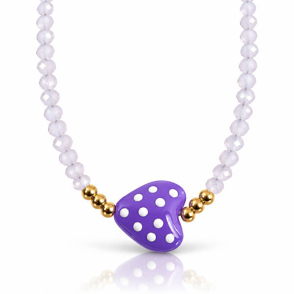 "Heart" PVD Gold-Plated Glass Necklace - Bubble Pop