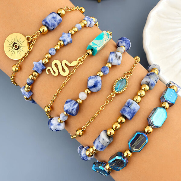 PVD Gold-Plated Glass Bracelet - Bubble Pop