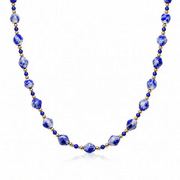 PVD Gold-Plated Natural Stone Necklace - Bubble Pop