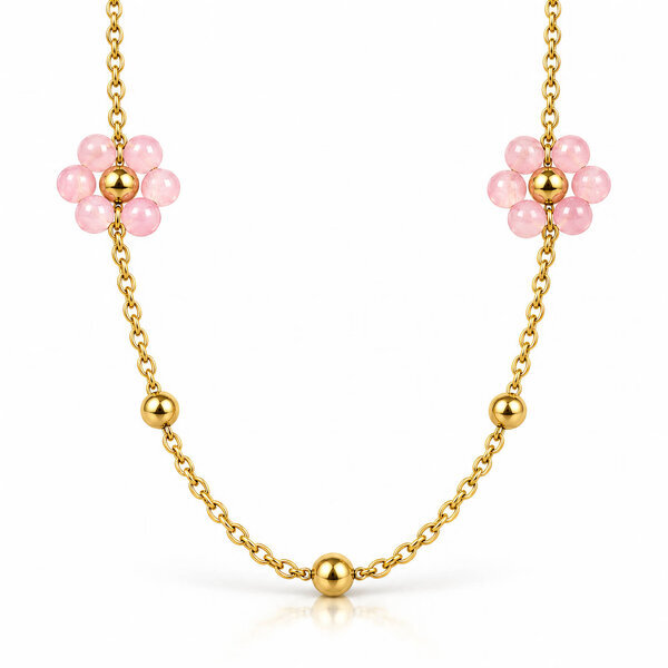 "Flower Meadow" PVD Gold-Plated Steel Necklace - Bubble Pop