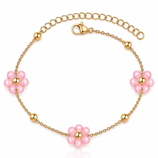 "Flower Meadow" PVD Gold-Plated Steel Bracelet - Bubble Pop